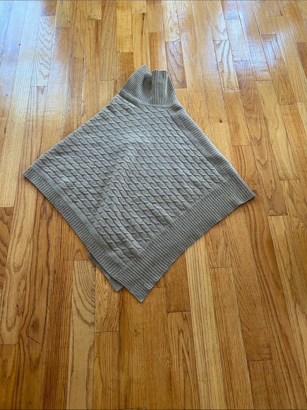 Cable Knit Poncho Sweater - Taupe